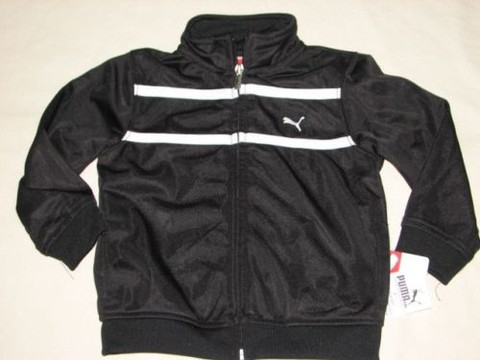 NWT PUMA Boy Black White Striped Athletic Zip Front Jacket 18m NEW *