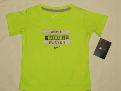 NWT NIKE Boy Lime Green MOST VALUABLE PLAYER Short Sleeve Top T-Shirt 24m NEW