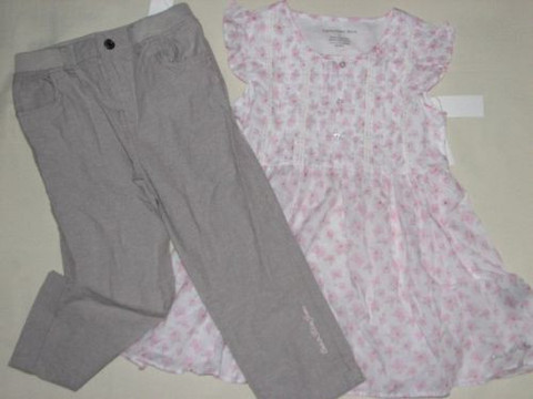 NWT Calvin Klein Girl Pleated Woven Shirt Cropped Pant Size 6 NEW *